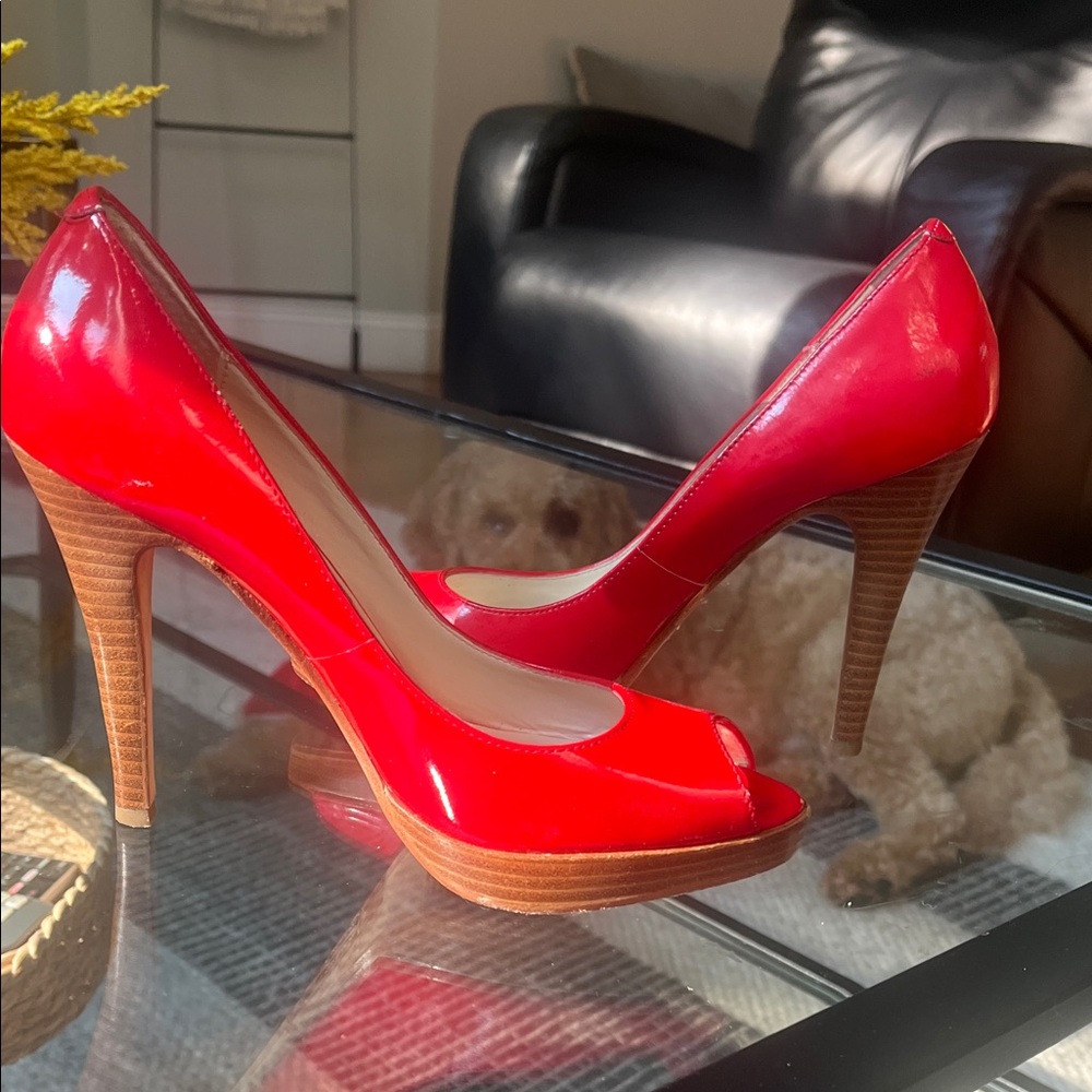 Steve Madden Vibrant Red Peep-Toe Heels